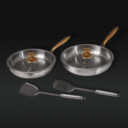 Set Duo Poêles en Titane Pur – Usage Quotidien (6 pièces)