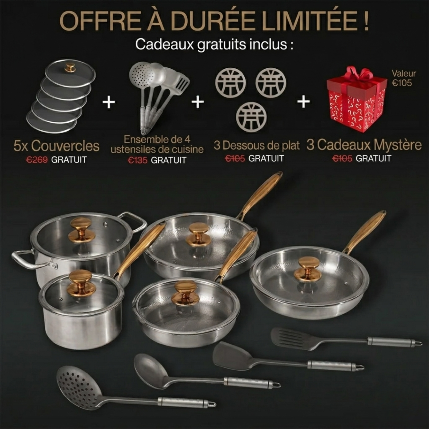 VENTE DE PRINTEMPS EXCLUSIVE | Ensemble de cuisson en titane classique complet (20 pièces)